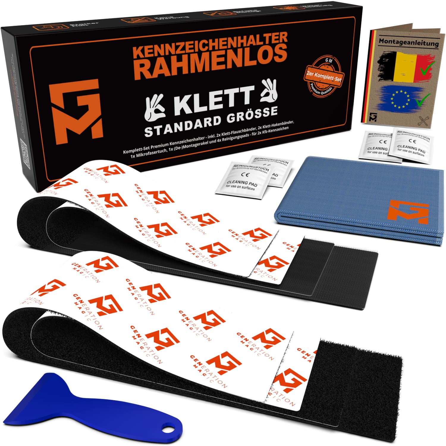 Support Adhésif Pour Plaque D'Immatriculation URAQT - 2 Pièces Noir 50x10 Cm - Sans Perçage Pour Voiture