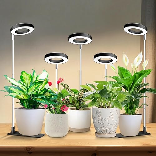 Miniatura 17 de Luces de Crecimiento para Plantas de Interior, Luz de Halo de 48 LEDs de Espectro Completo para Plantas de Interior, Lámpara de Cultivo de Altura