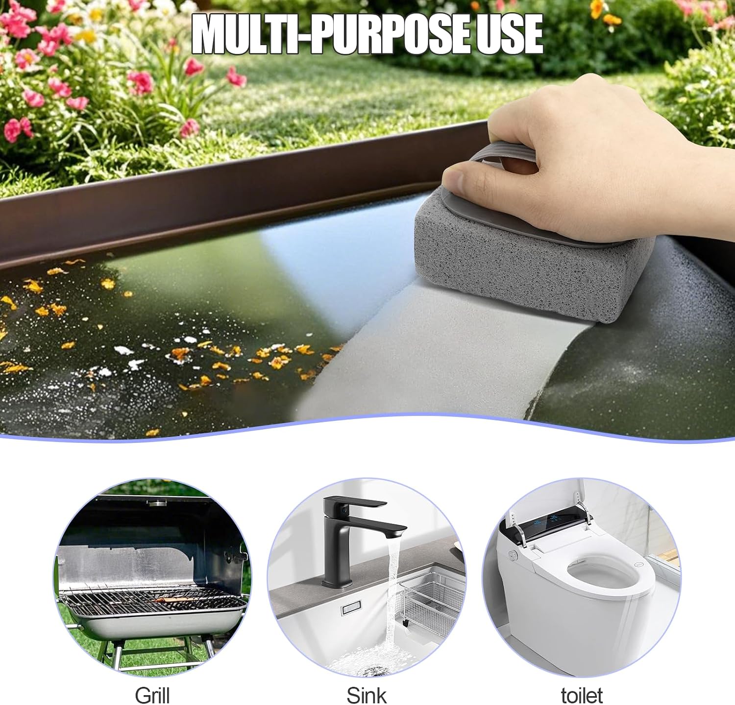 6 Pcs Pumice Stone for Cleaning, Cleaning Pumice Stone with Handle for Pool Tiles, Block Swimming Grout & Concrete, Stove & Spa Tile Clean (6)