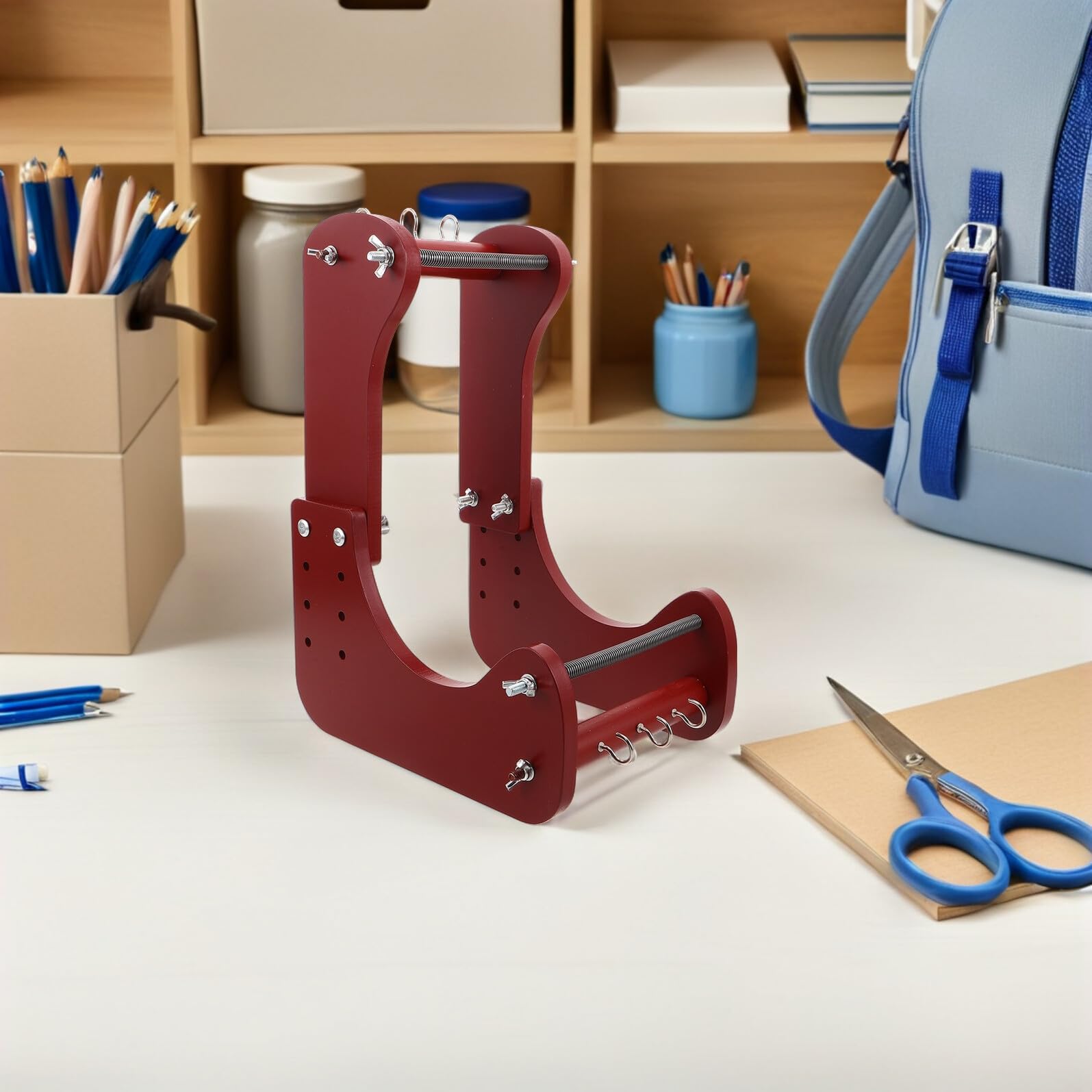 Regulowany Drewniany Koralikowe Do Tkania Bransoletek i Naszyjników Ergonomiczne Narzędzie Do Koralikowania DIY Stabilna Konstrukcja Lekki i Trwały Sprzęt Rzemieślniczy Czerwony