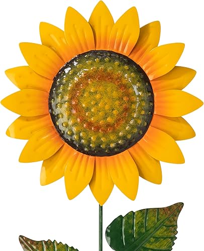 Miniatura 4 de Glitzhome Estacas de metal con diseño de girasol para patio, 36 pulgadas de alto, letrero decorativo de jardín para decoración de jardín de