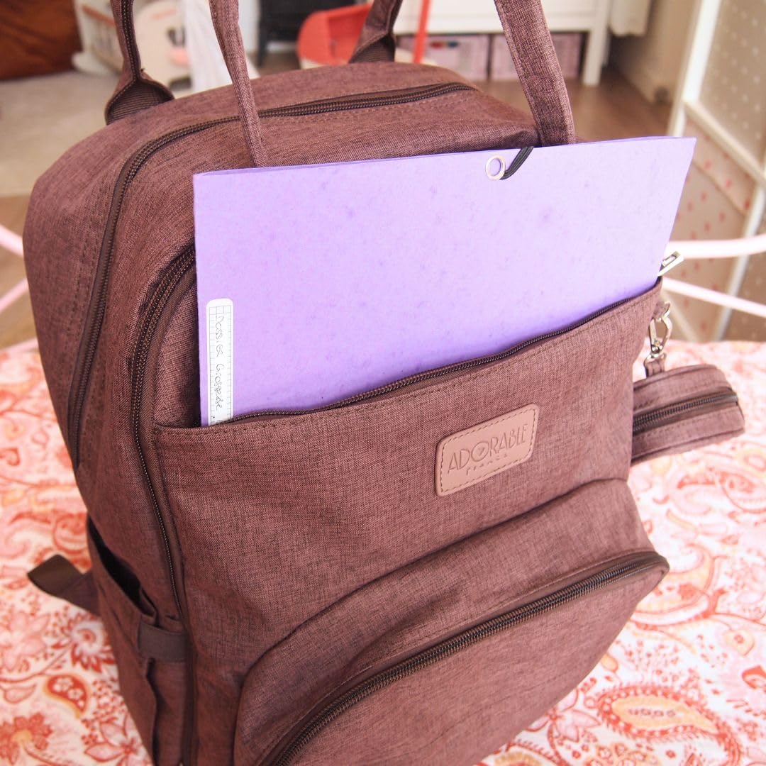 Sac à Langer Fripouille | Capacité de 30L | Déperlant | Sac à Dos à Langer bébé avec Matelas à Langer | Porte-Sucette et Sangles de Poussette (Brun)