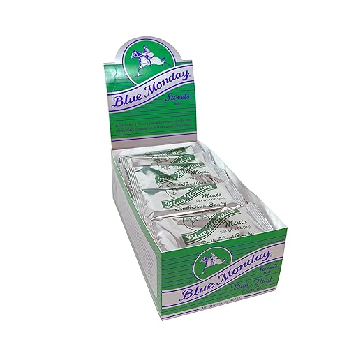 Miniatura 2 de Blue Monday - Barras de chocolate negro con forma de caramelo y crema pulled, caja de 24 unidades, sabor a menta