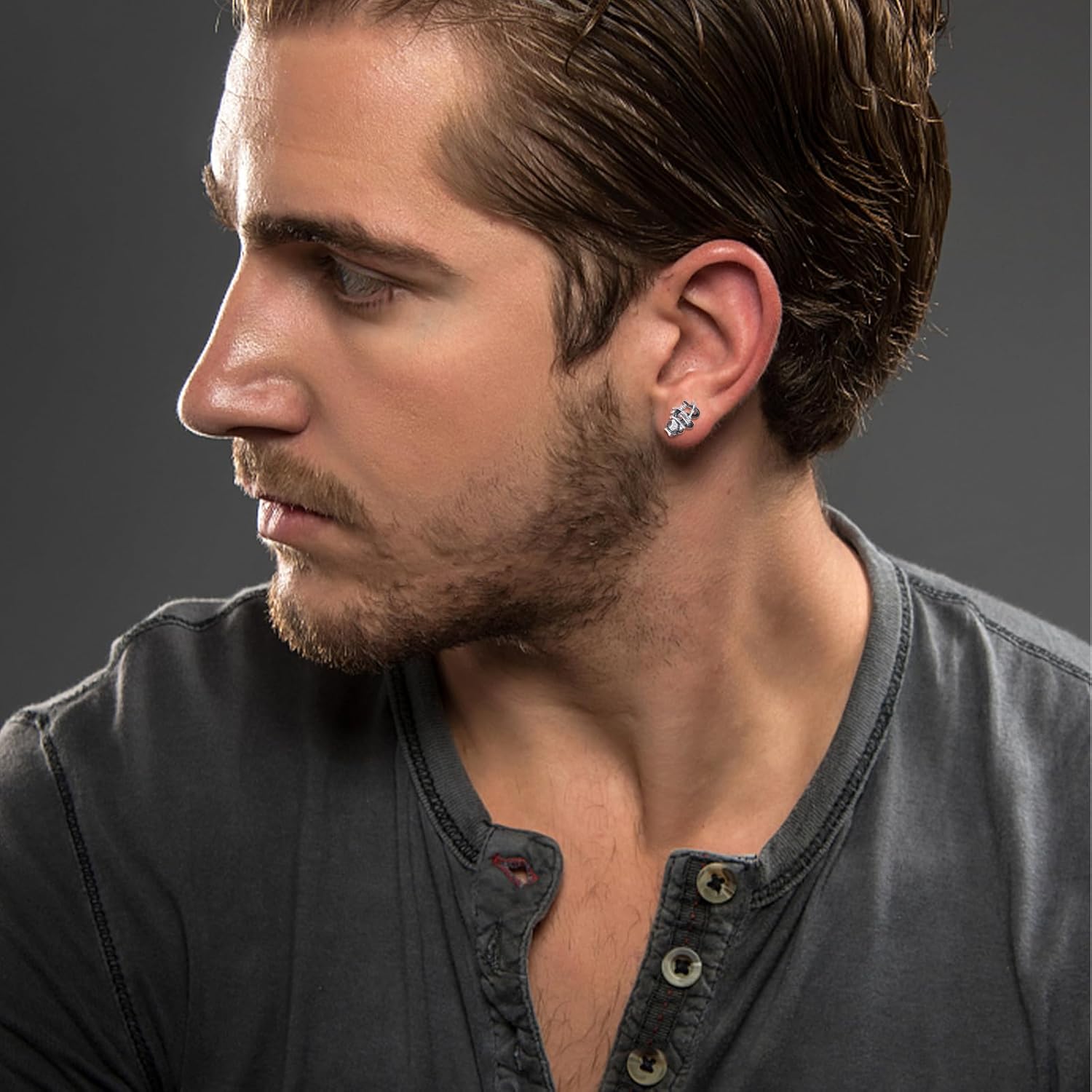 OHAYOO Skull Earrings 925 Sterling Silver Skeleton EarringsSkull Hand Stud Earrings Rock Gothic Jewelry Gifts for Men and Women,for Hallloween Party Cosplay - Image 3