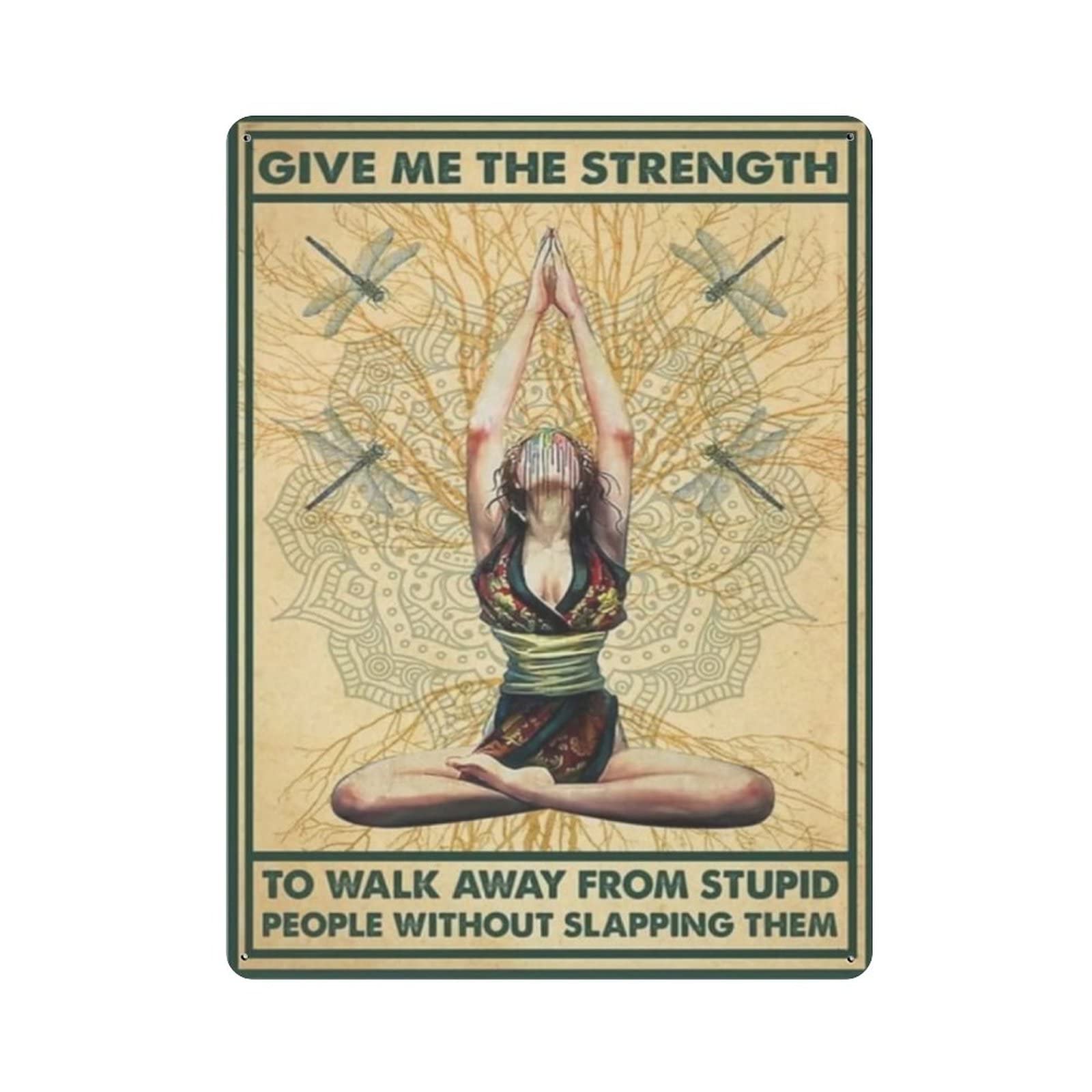 AOOEDM Yoga Metal Tin Signs for Man Cave Funny Art Wall Plaque Kitchen Bar Sign Coffee Shop Garage Wall Decor Hanging Decor