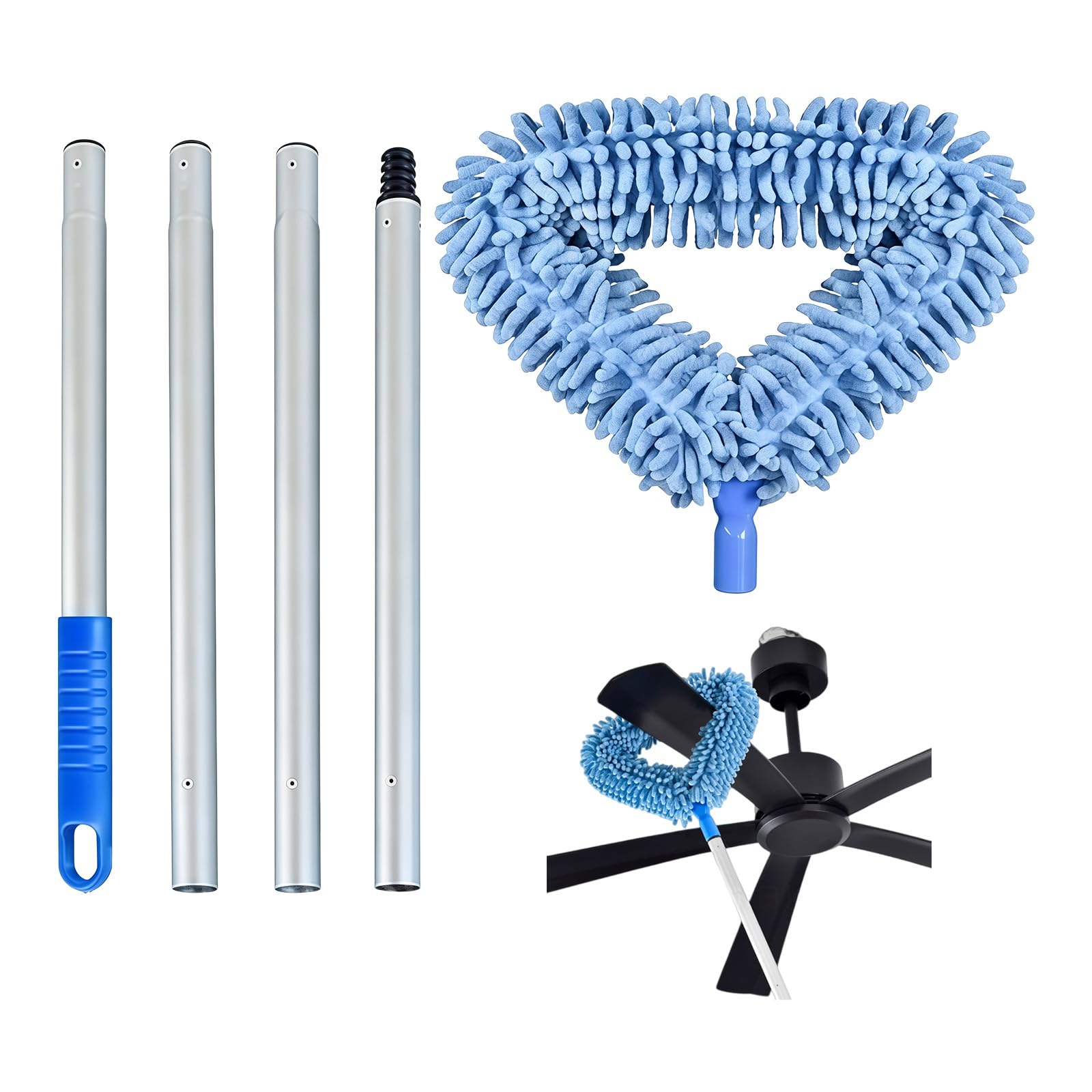Tsophreniq 360 Degree Head Brush with Ergonomic Grip for Delicate Surfaces Long Handle Dusting Brush