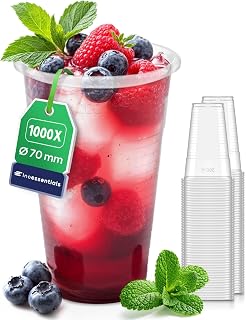 Inoverse 1000 Stück Plastikbecher 0,2 L Trinkbecher, Transparent Ausschankbecher, Partybecher Kunststoff, Plastik Becher, Partygeschirr, Bierbecher, Wasserbecher