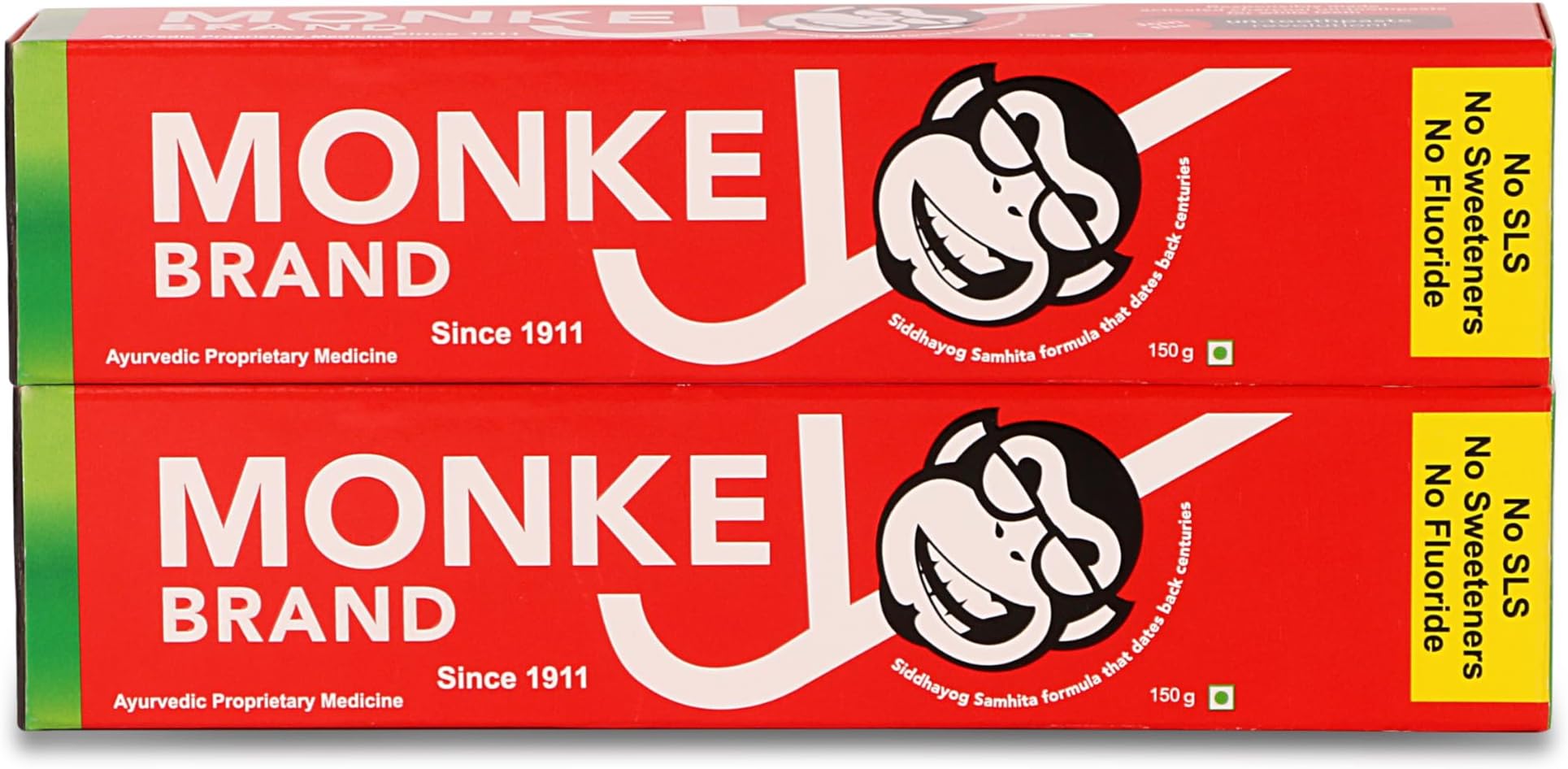 Monkey Brand Charcoal Toothpaste by Nogi (since 1911). Whitening stain removal ayurvedic toothpaste for total oral care. Herbal flouride-free toothpaste for all age groups-185g (pack of 2)