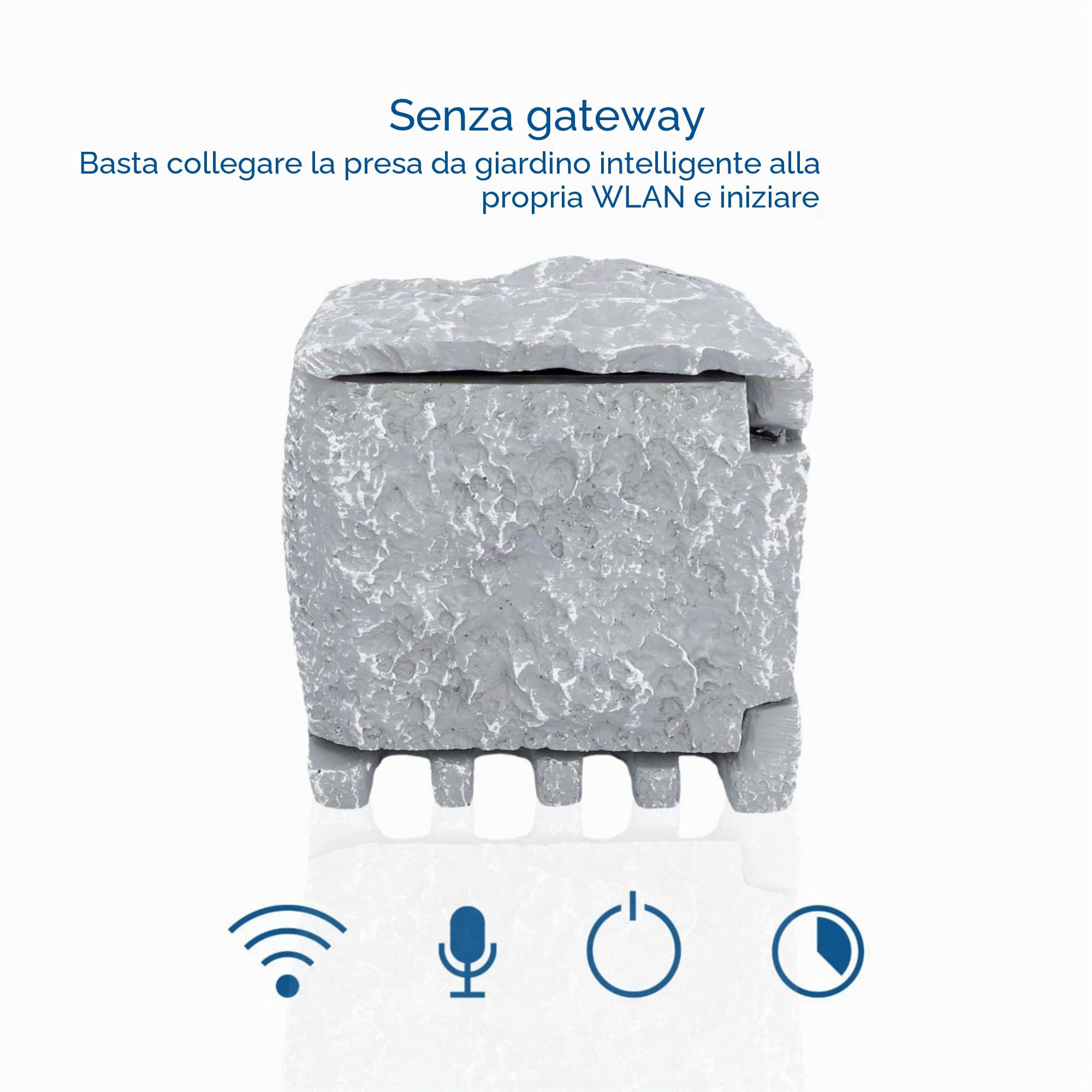 UNITEC Distributore di prese WiFi per giardino effetto pietra, presa da giardino, presa esterna, IP 44, 4 prese, cubi