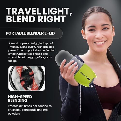 Miniatura 7 de SHAKESPHERE Batidora portátil para batidos y licuados de frutas, licuadora personal eléctrica de 19 onzas con vaso Tritan transparente, recargable