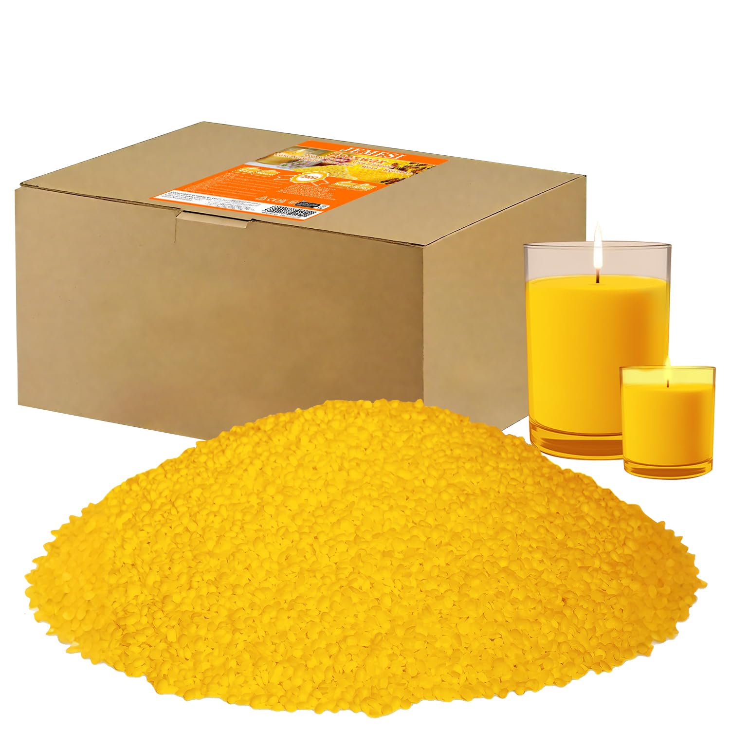 2KG Pellets de Cera de Abeja Amarilla - 100% Pura Pastillas de Cera de Abejas, Aptas para Cosmética Natural y Fabricación de Velas