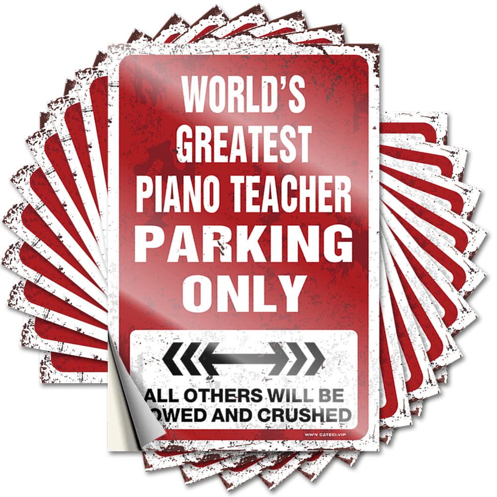 World's Greatest Piano Teacher Parking Only Bumper Cottage Core Decorations | Cheap Garage Removable Decal Pack(8X12CM)