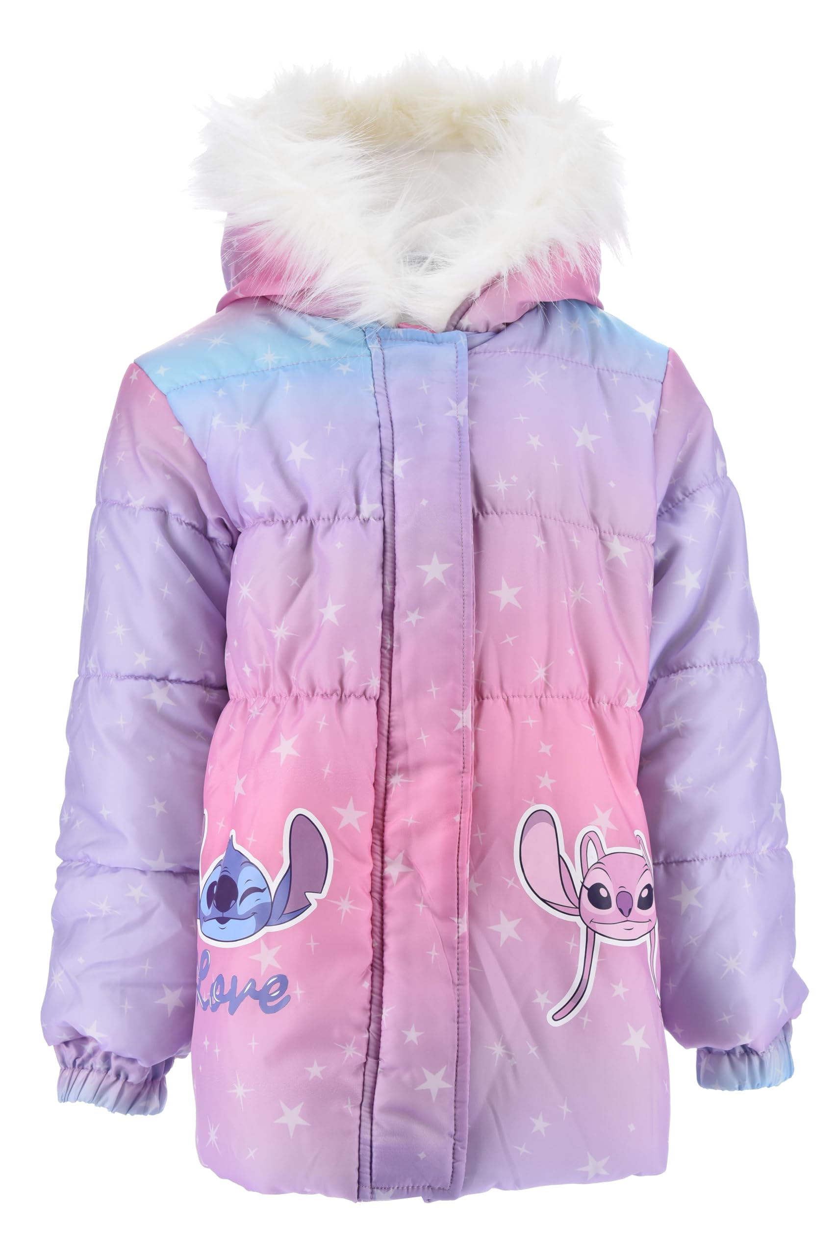 Disney Stitch Giacca per Ragazze, Caldo e Morbido Giubbotto Piumino Invernale, Cappotto con Cappuccio per Bambina, Taglie 3 a 8 Anni