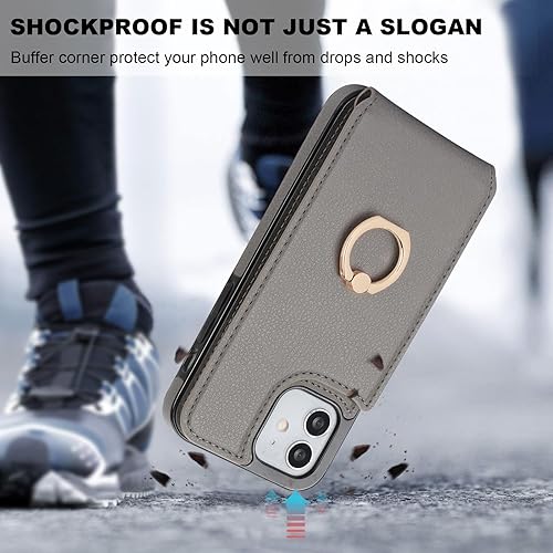 Miniatura 7 de Folosu Funda compatible con iPhone 1212 Pro con soporte para tarjetas, rotación de 360, soporte de anillo de dedo con función atril, protección