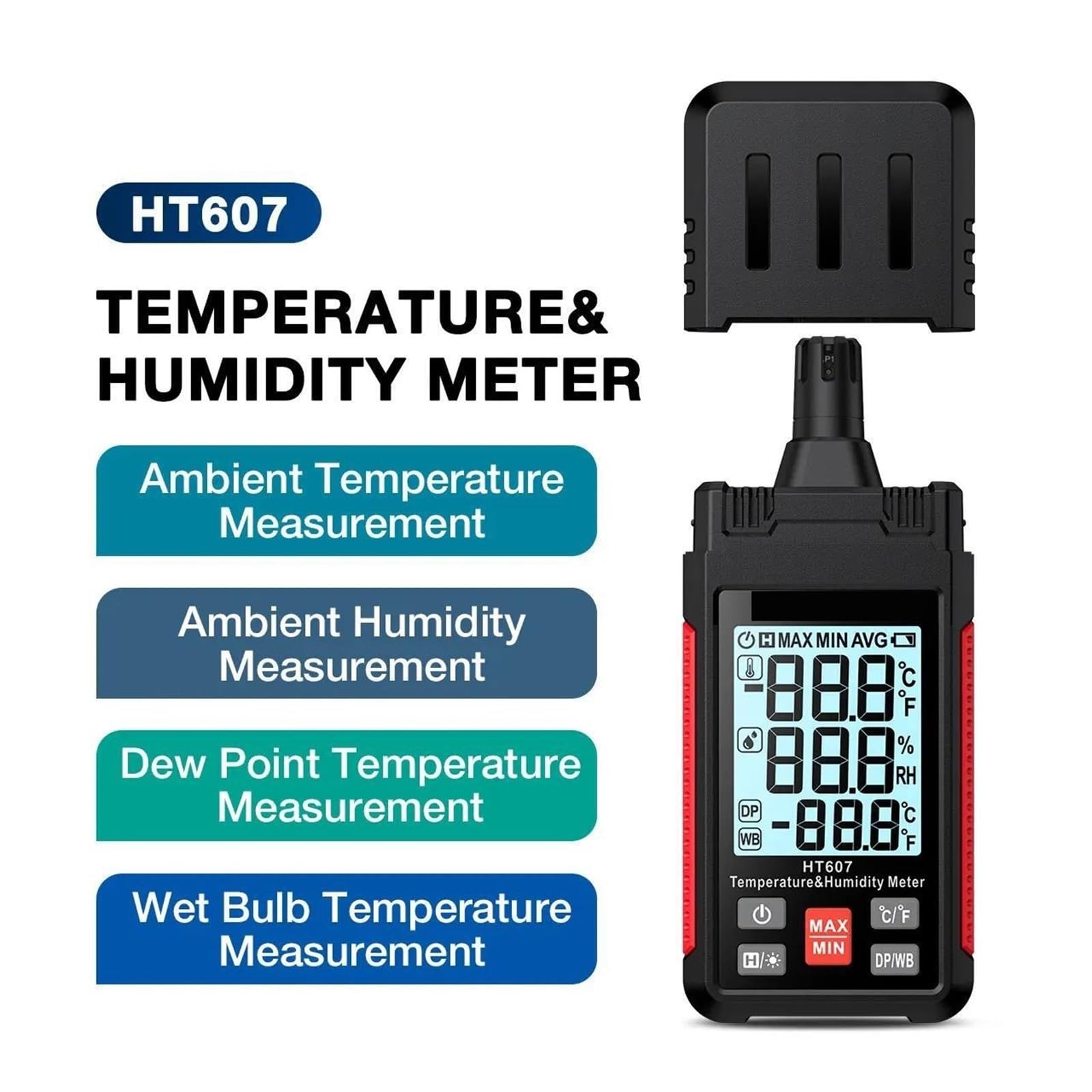 Misuratore di Temperatura e umidità Digitale Igrometro precisione con misuratore del Punto Ambiente LCD e avvisi