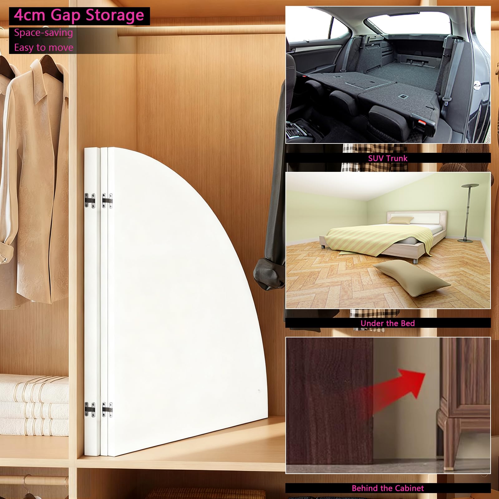 Piano de Mesa Redondo Plegable, Redondo Tablero de Mesa 4-Plegable Sin Patas, Madera Least 20cm Extensor Tablero de Mesa para Picnic/Asientos adicionales para Invitados (Whtie, D:181cm)