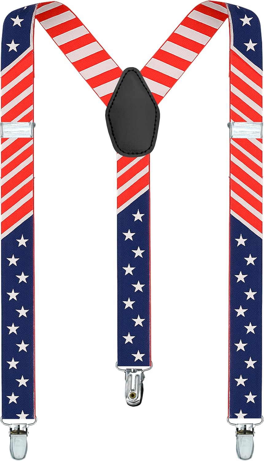 alsat Men's Suspender - Adjustable Y-Back Clip-On Suspenders for Men with Heavy Duty Strong Clips