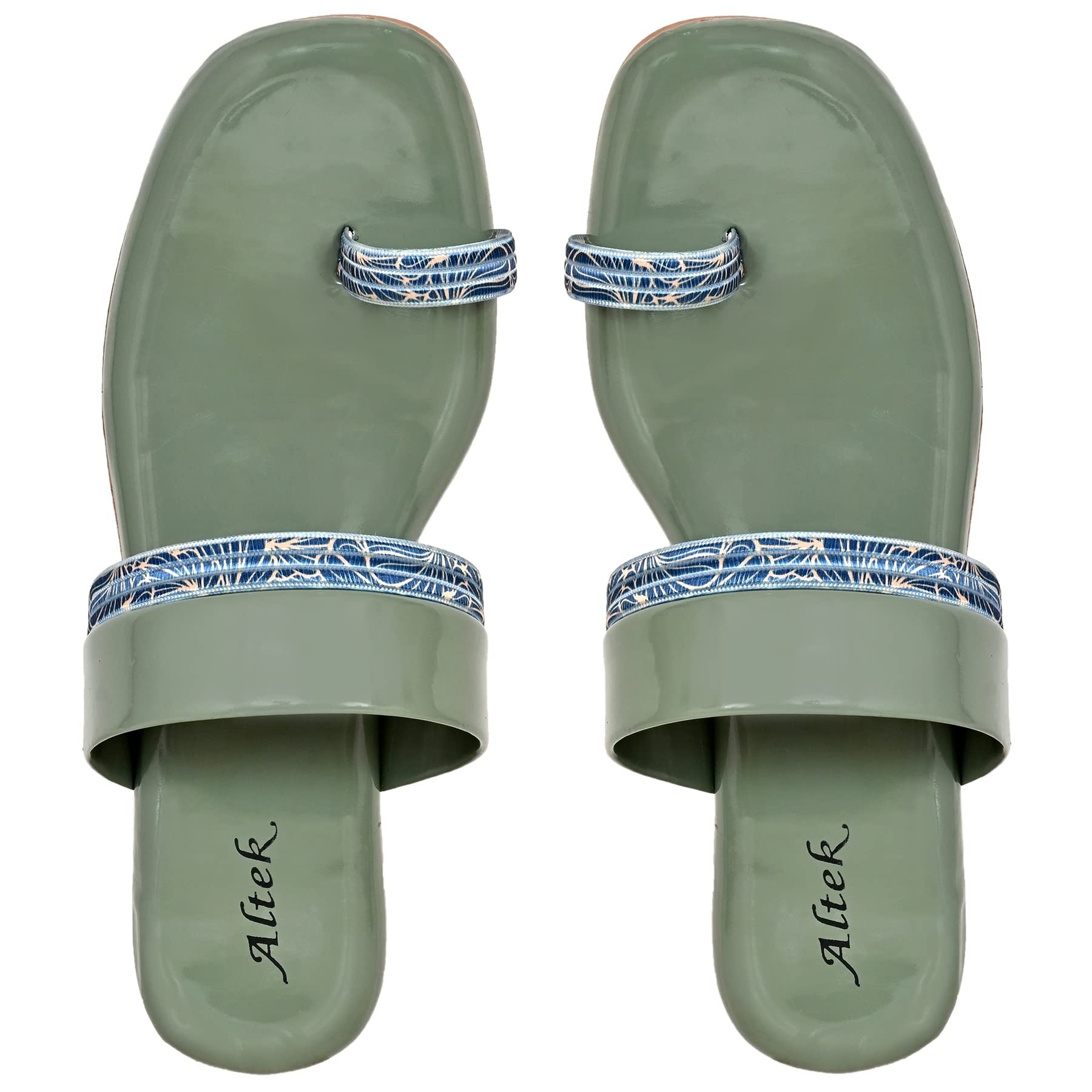 AltekWomen's & Girls TPR Sole Fashion Slide | Fashion Slipper Comfortable And Stylish Flat Sandals (13118, green)