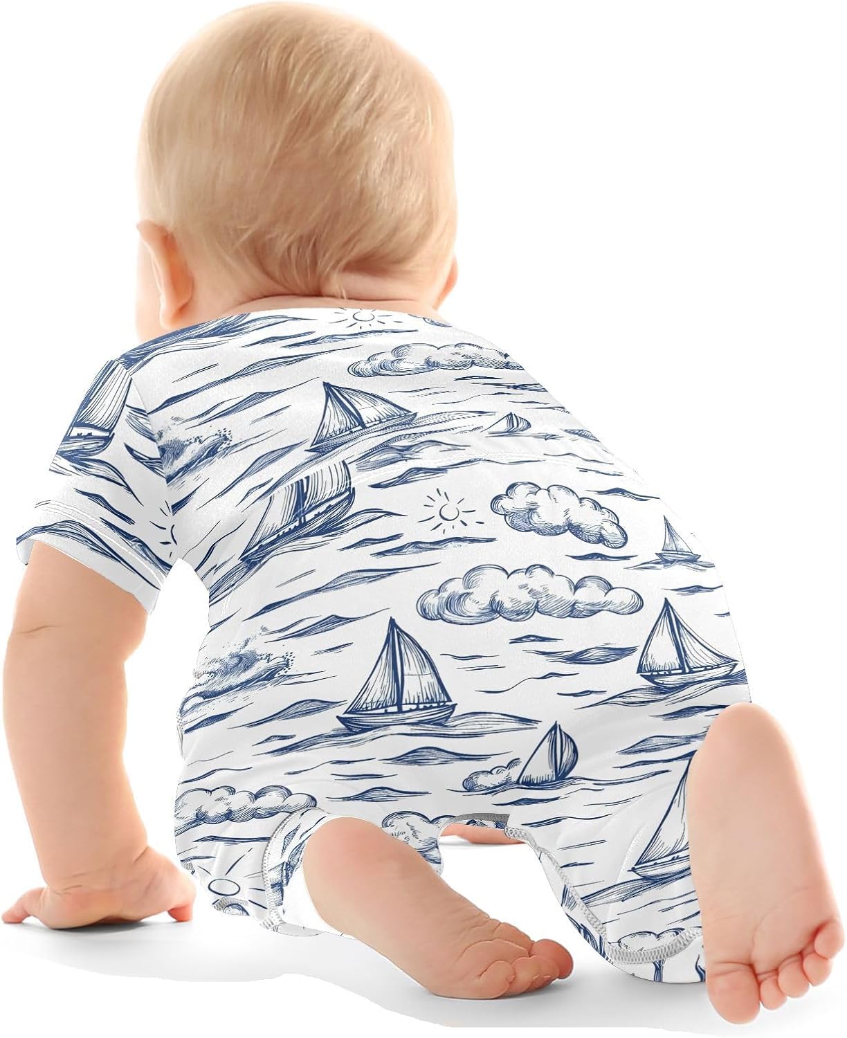 vvfelixl Baby Clothes Sailing Ships Clouds Baby Bodysuits Set Unisex Short Sleeve Babys Pants Sets 0-3M