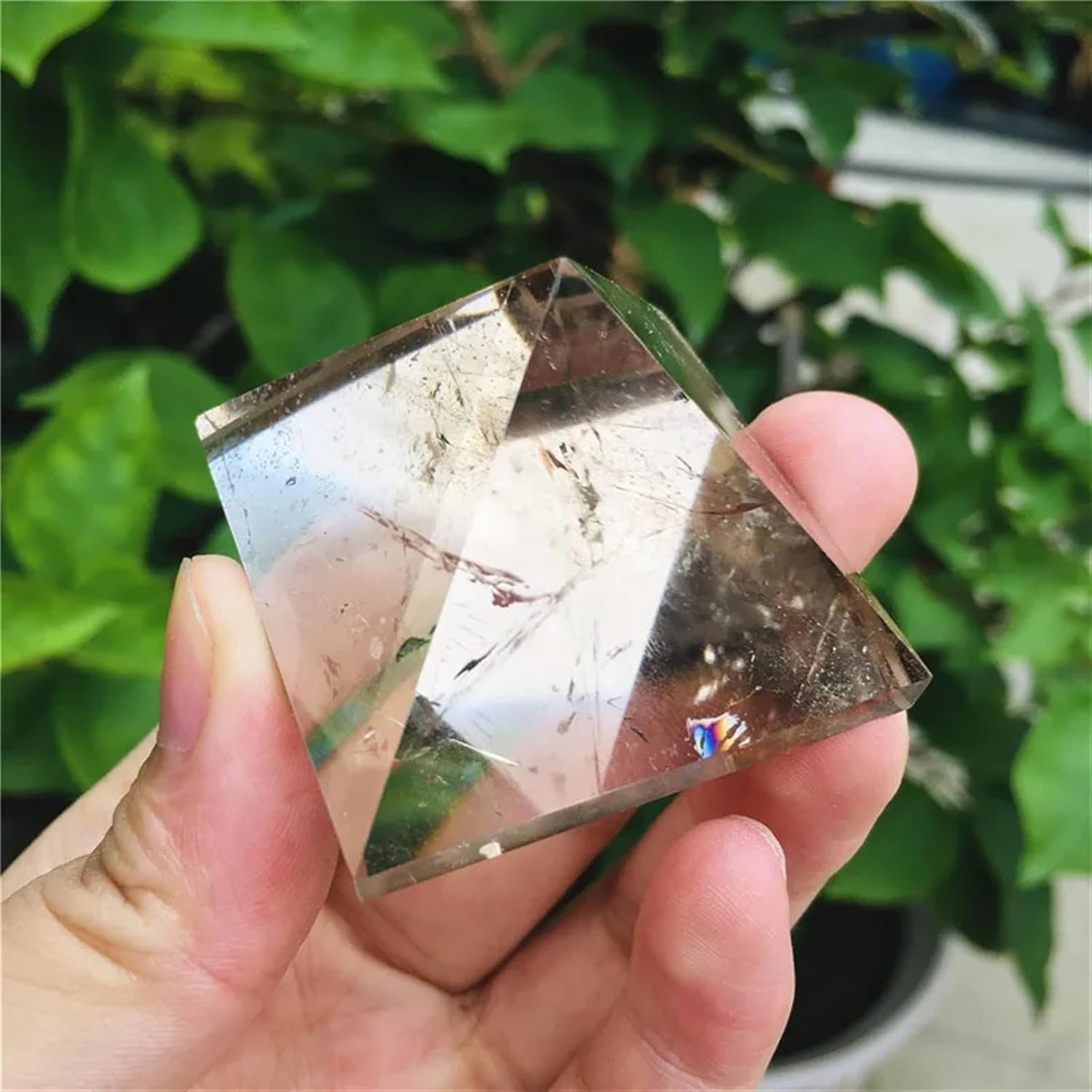 KatLin Light Brown Stone Quartz Healing Pyramid Natural Mineral Triangled Crystal Point Ornaments