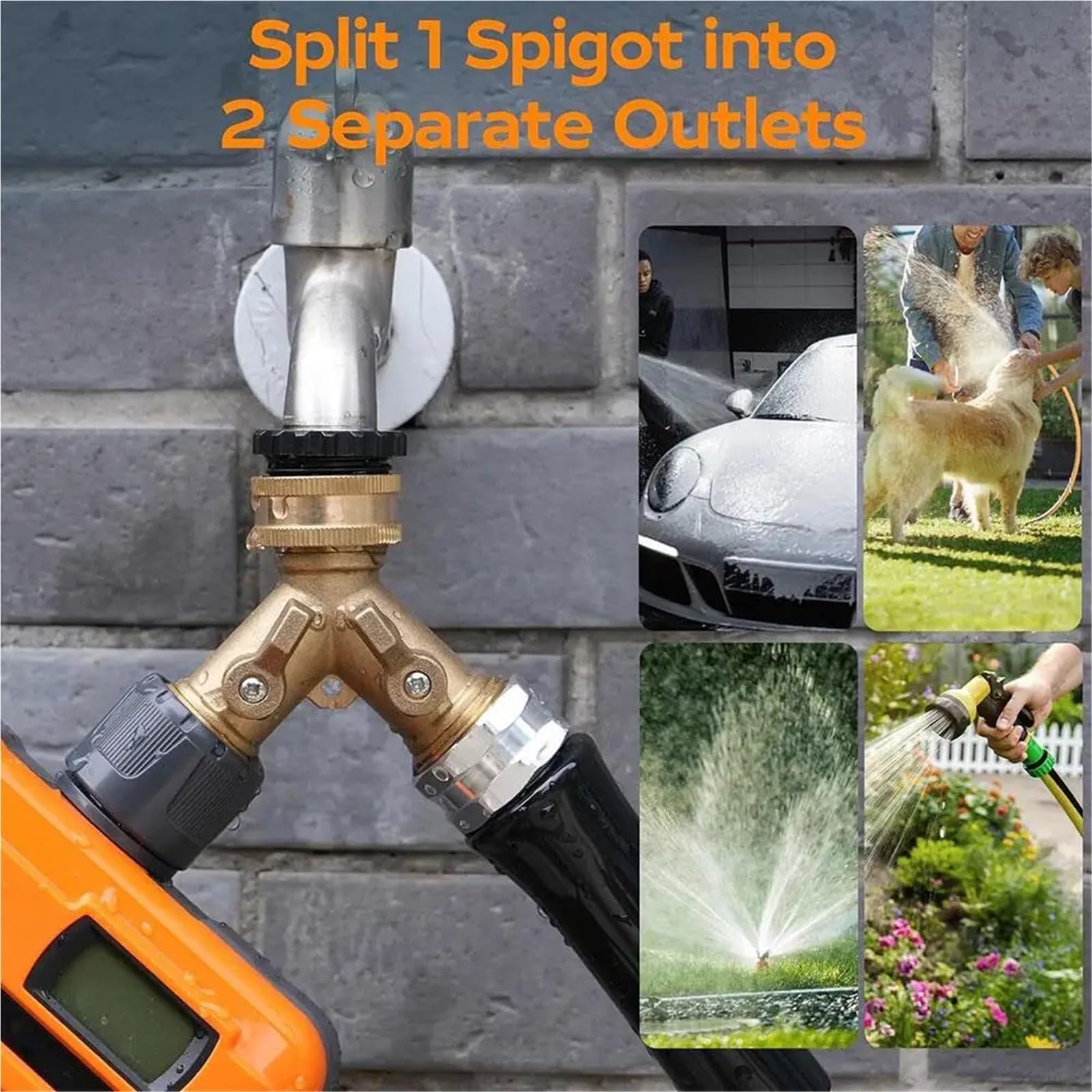 2 pz Attrezzi da Giardino Connettore in Rame 3/4 Tubo Acqua Y-Tee Rubinetto Splitter di Controllo Regolabile Flusso per Tubo Flessibile