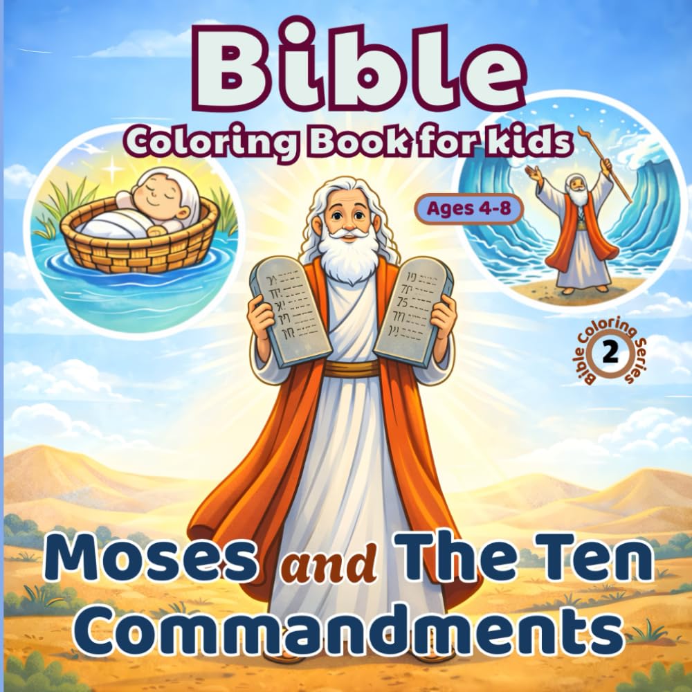 Bible Coloring Book for Kids Ages 4–8: Fun & Easy Exodus Bible Coloring Pages Featuring Moses, the Red Sea and the Ten Commandments – Christian ... & Homeschool (Little Lights Bible Coloring)