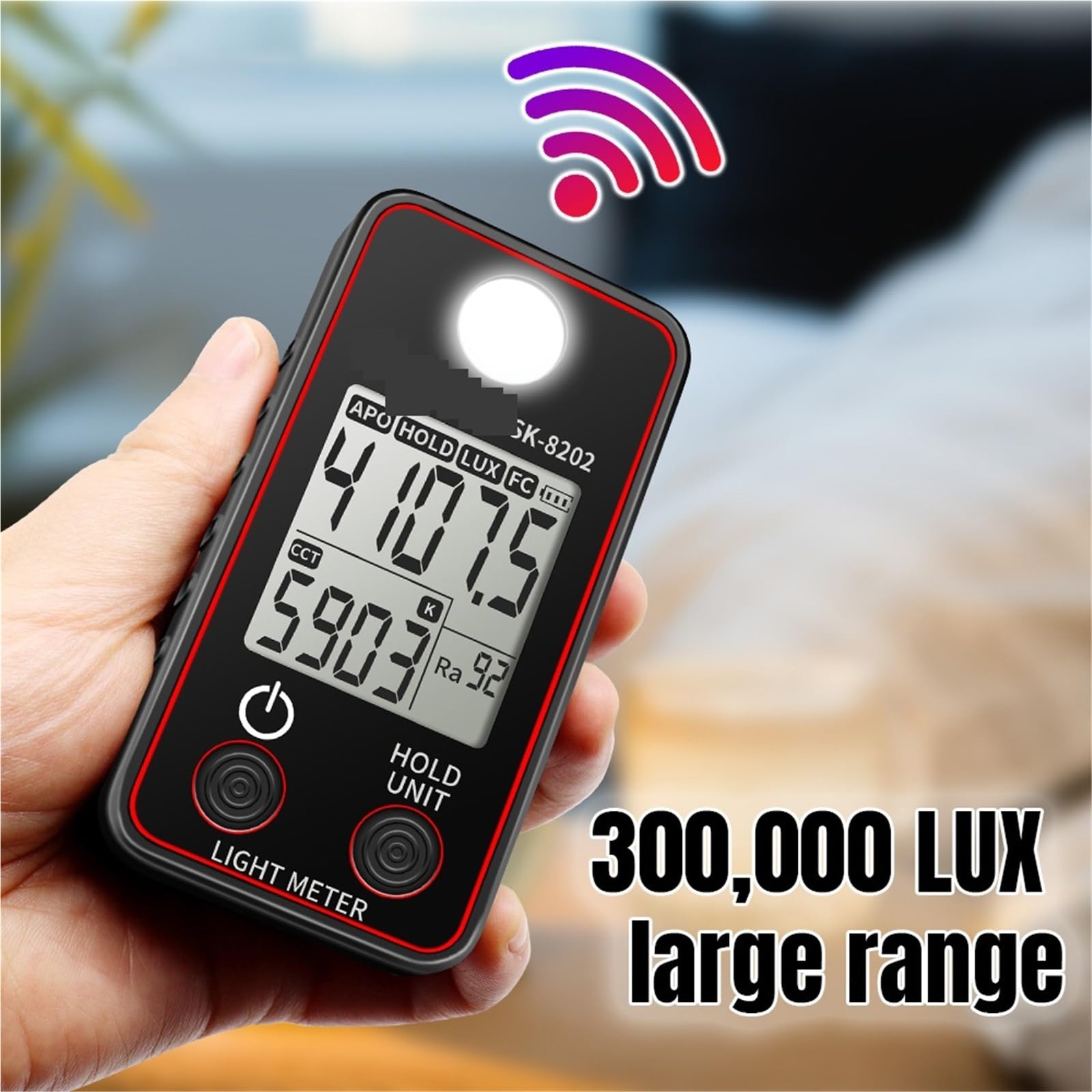 Światłomierz, Tester temperatury barwowej miernik natężenia oświetlenia 0,5-300000LUX testowy LED fotograficzne urządzenie do pomiaru luminancji