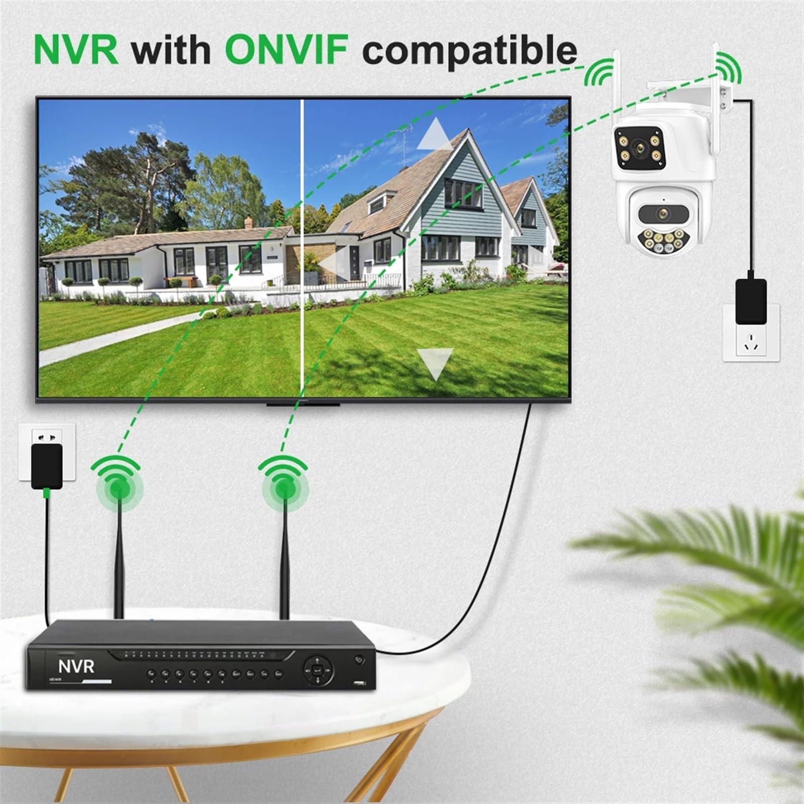 Telecamera di sicurezza, Telecamera IP di sicurezza wireless esterna 4K 8MP HD PTZ Wi-Fi con doppio obiettivo sorveglianza stradale tracciamento automatico(8MP NO SD Card)