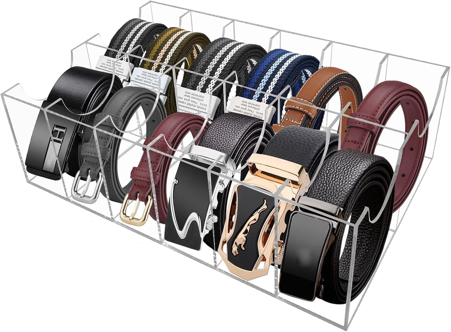 12 Gürtel Aufbewahrung, gürtel aufbewahrung für Herren, Gürtel Organizer Acryl Transparente Gürtel-Vitrine für Accessoires Krawatte Uhren zon Closet Drawer