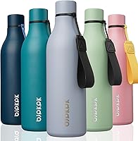 Vista 75 de BJPKPK Botellas de agua aisladas, botella de agua de metal de acero inoxidable de 18 onzas con correa, termo a prueba de fugas sin BPA, tazas