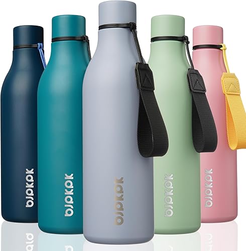Miniatura 24 de BJPKPK - Botellas de agua aisladas, 25 onzas, de acero inoxidable con correa, botellas, tazas, frascos sin BPA, a prueba de fugas, frascos térmicos
