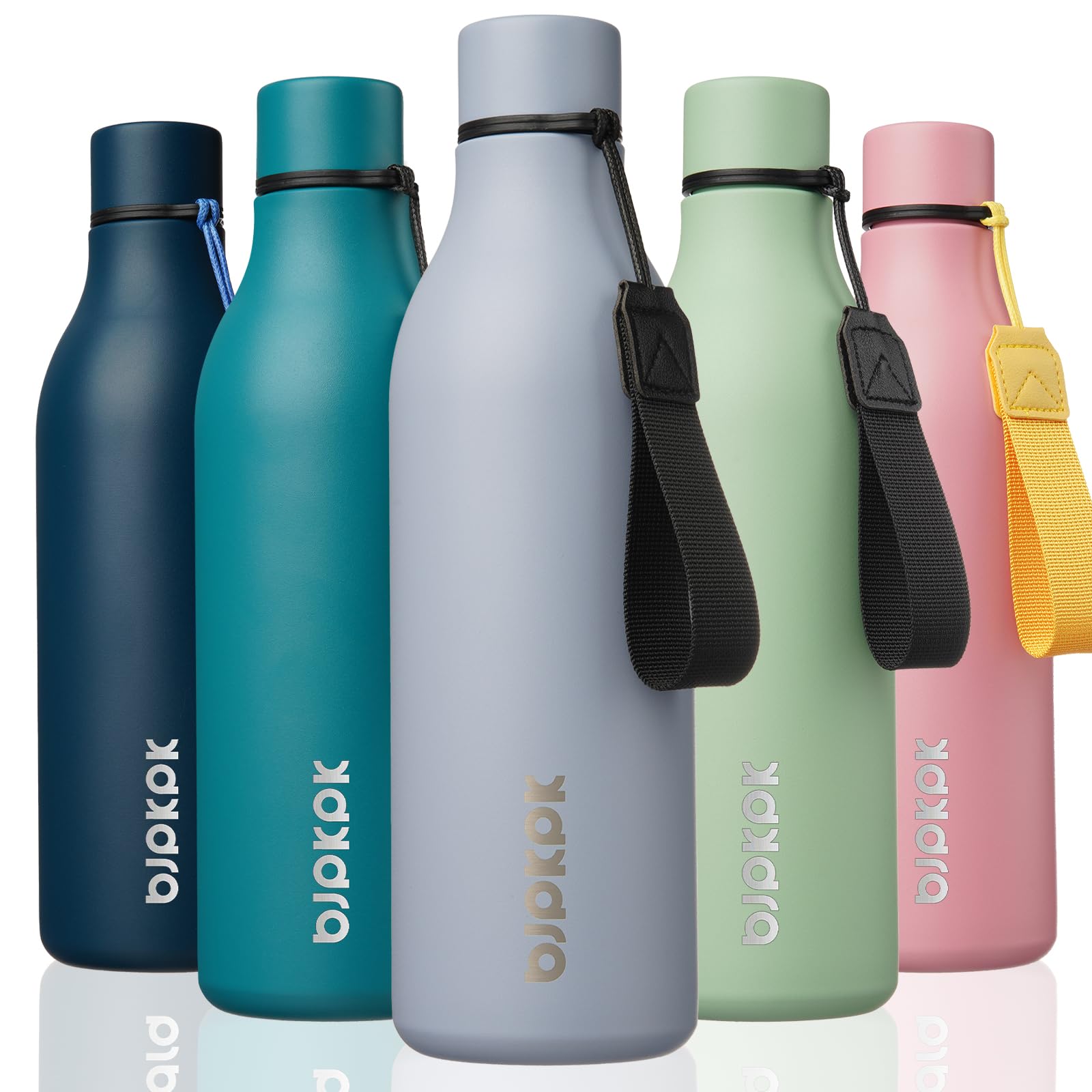 BJPKPK 25oz Insulated Water Bottle, Stainless Steel Bottle with Carry Strap | Keep Cold &amp; Hot Vacuum Insulation, Leak-Proof BPA-Free Design, Slim Bottle Fits Most Cup Holders for Gym, Office &amp; Travel