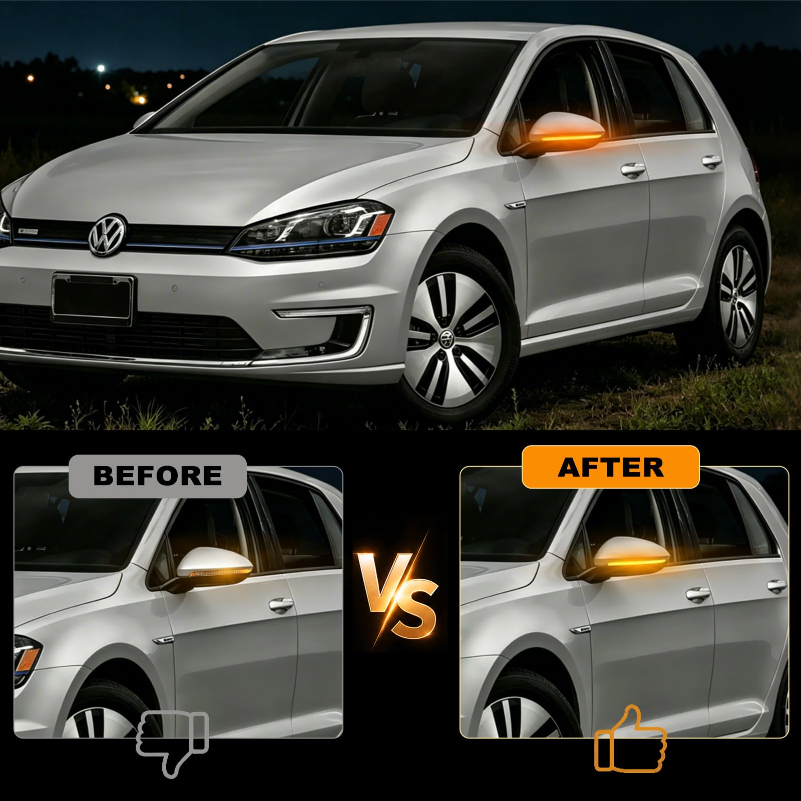 LED Spiegelblinker für VW E-Golf Golf 7 Limousine ariant Golf | 2 Stück LED Blinker mit Canbus Fehlerfrei, Schwarz