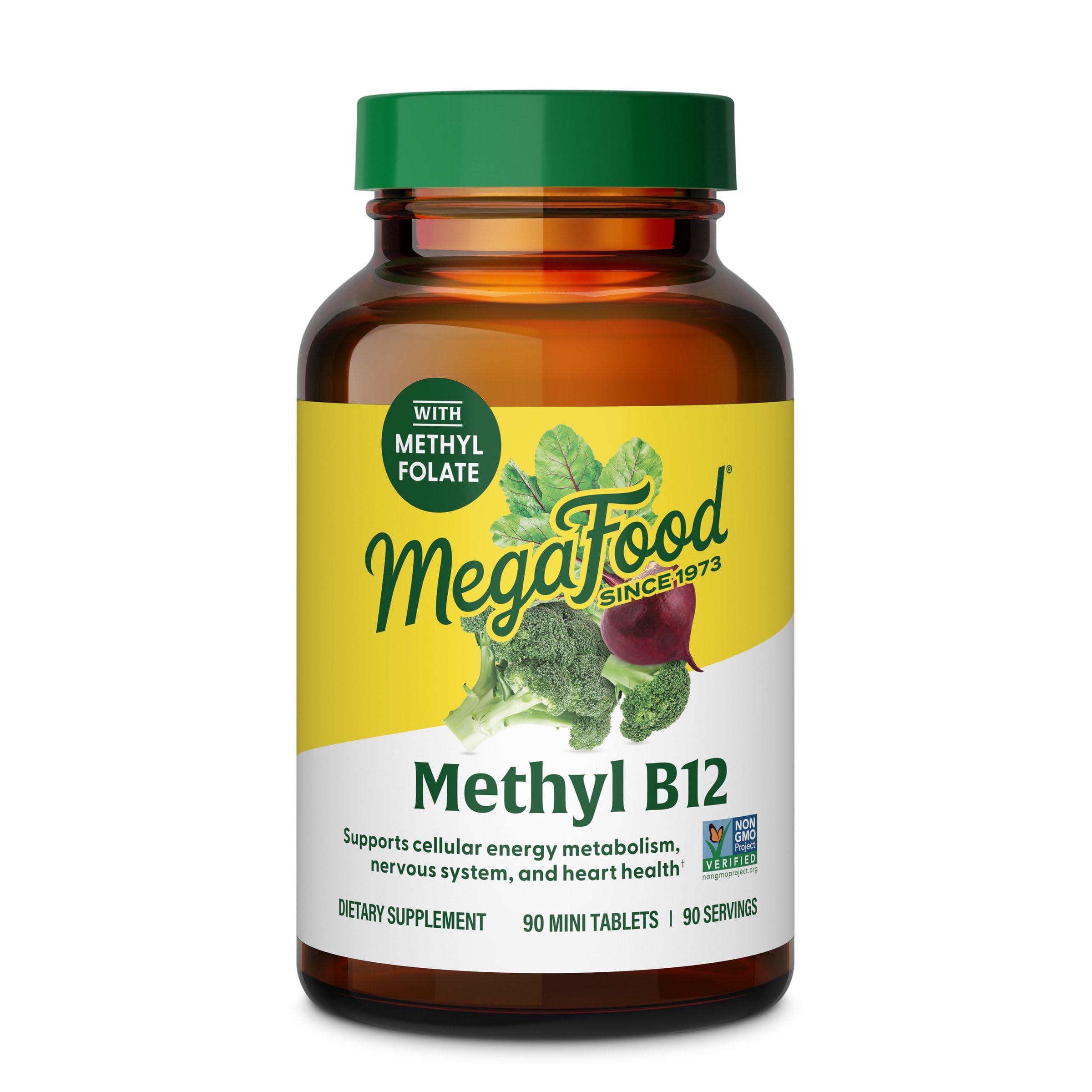MegaFoodMethyl B12 - Vegan - Includes Methyl Folate, Vitamin B12 & B6 - Supports Cellular Energy Production, Nervous System Health & Cardiovascular Function - 90 Tablets