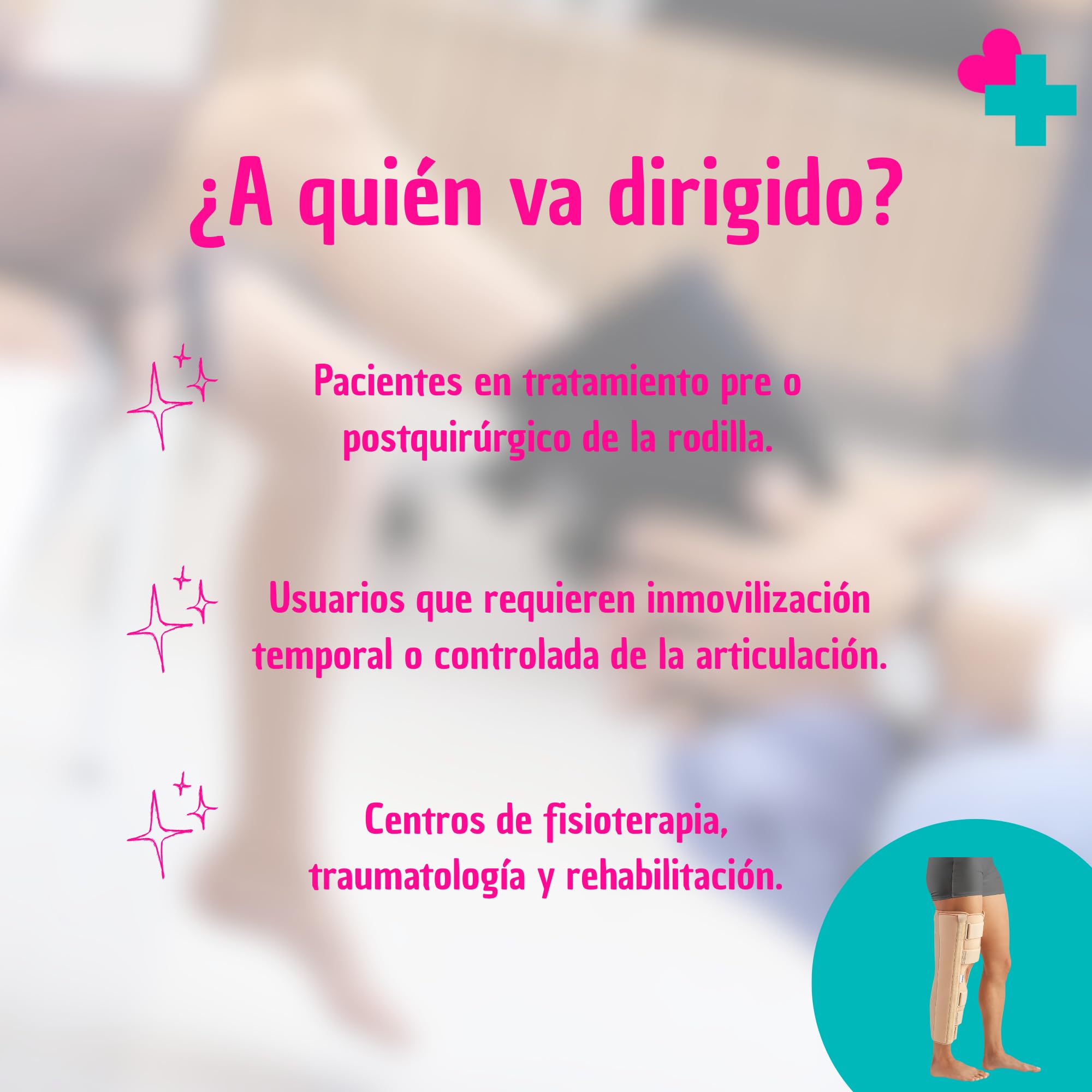 GERCARE Órtesis Inmovilizadora de Rodilla de Tres Paneles 0°. Rodillera Ortopédica Ajustable para Inmovilización Completa. Soporte Postoperatorio y Recuperación de Lesiones (Altura: 50 cm)