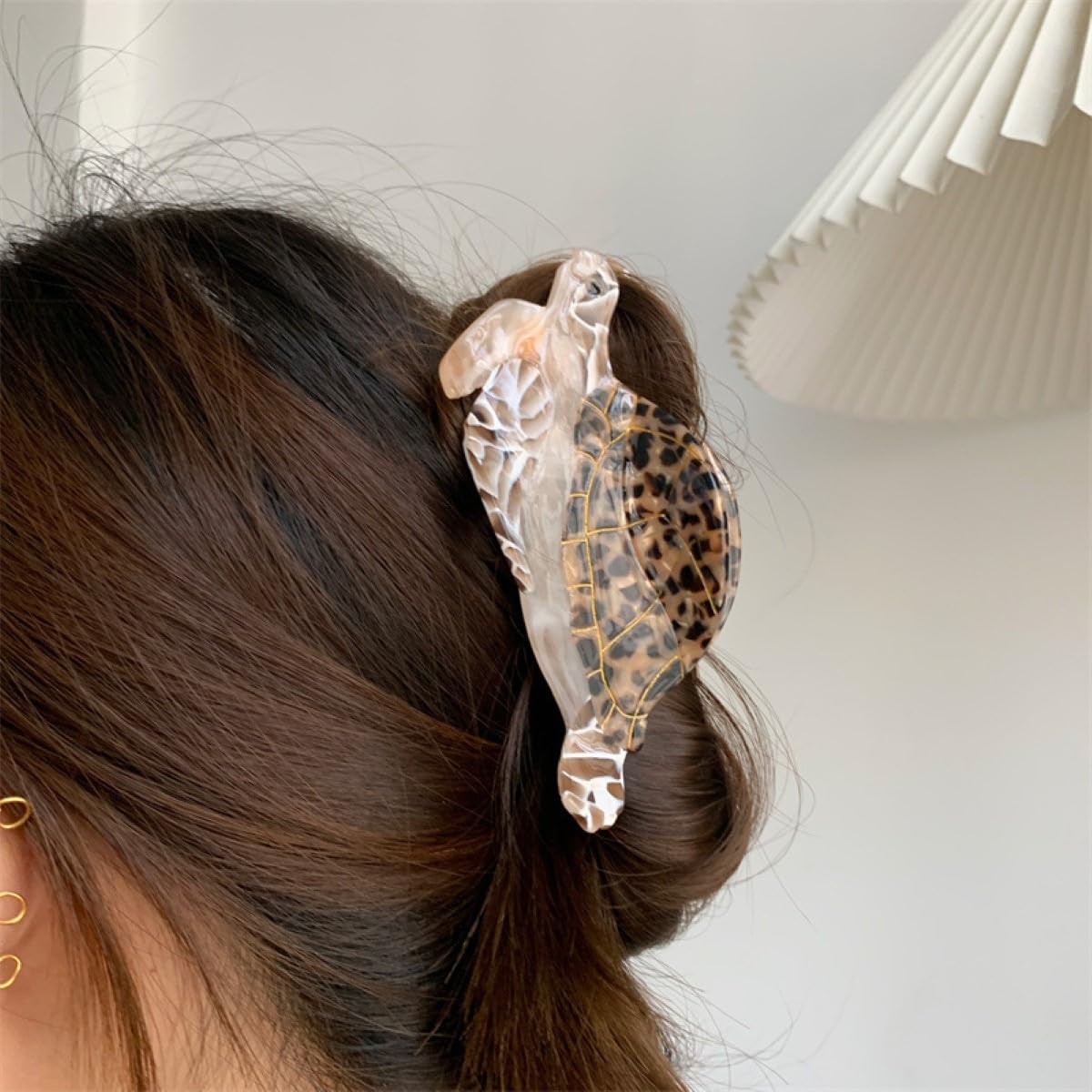 Fashion Sea Turtle Hair Clip,Acetate Hair Claw,Small Hair Clips for Women,Brown - Image 4