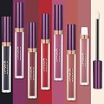 QiBest 7Pcs Rouge à lèvres liquide mat avec 1Pcs Ensemble de maquillage Lip Plumpper, étanches Ensembles de brillants Lip Kit Pigmented Long Lasting Velvet Lip Makeup Valentine's Day Gift for Women and Girls