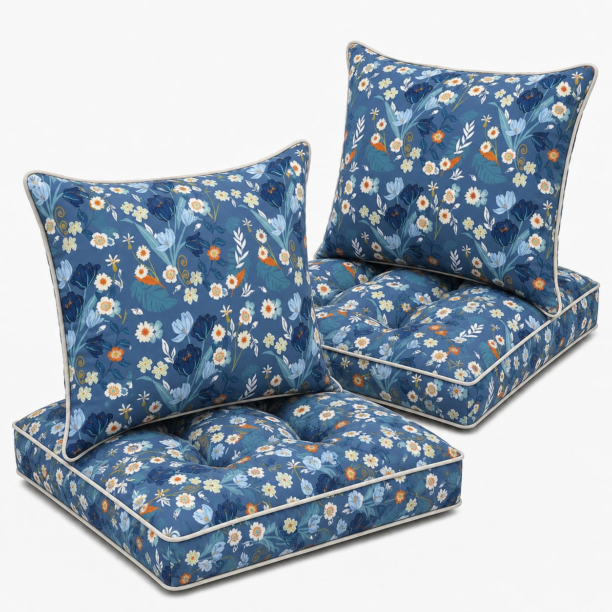 widesmile Replacement Cushions for Outdoor Furniture (Blue Floral) — image 1