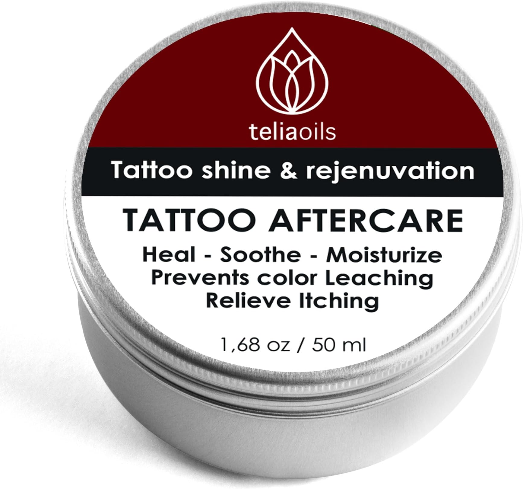 TeliaOils Tattoo Balm Aftercare – 100% Pure & Natural – Butter for extra smooth skin - Protect Ink & Enhance Color – Moisturizing, Soothing salve - Speed Up Post Tattoo Recovery (1.7 Fl oz)