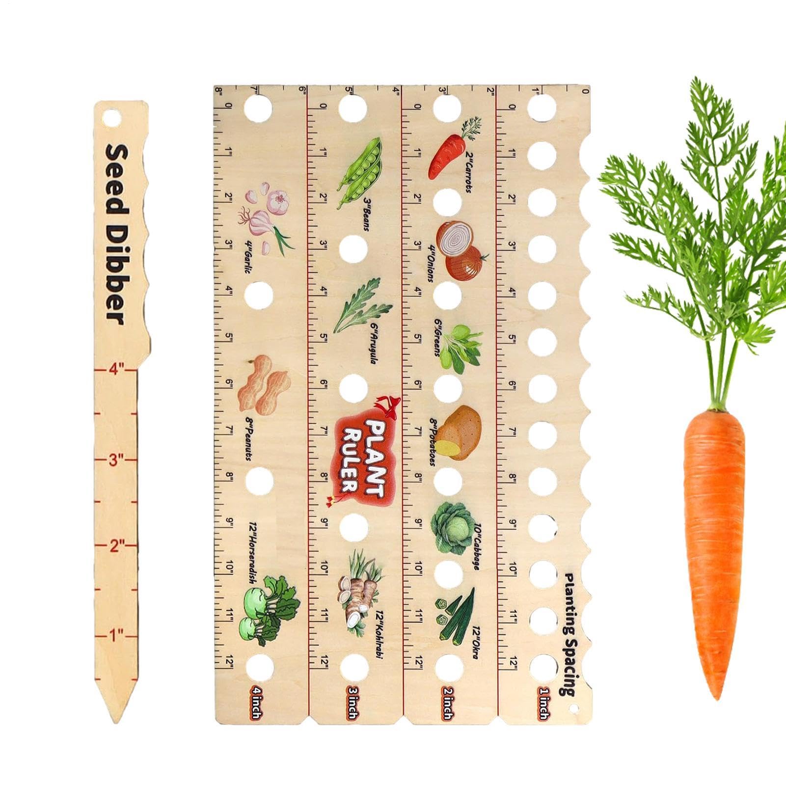 Wooden Plant Spacing Ruler With Holes | Garden Spacing Tool For Raised Bed Row Marker | Multifunction Seed Spacings Ruler | Vegetable Planting Guide Board For Allotment Gardening Measurements