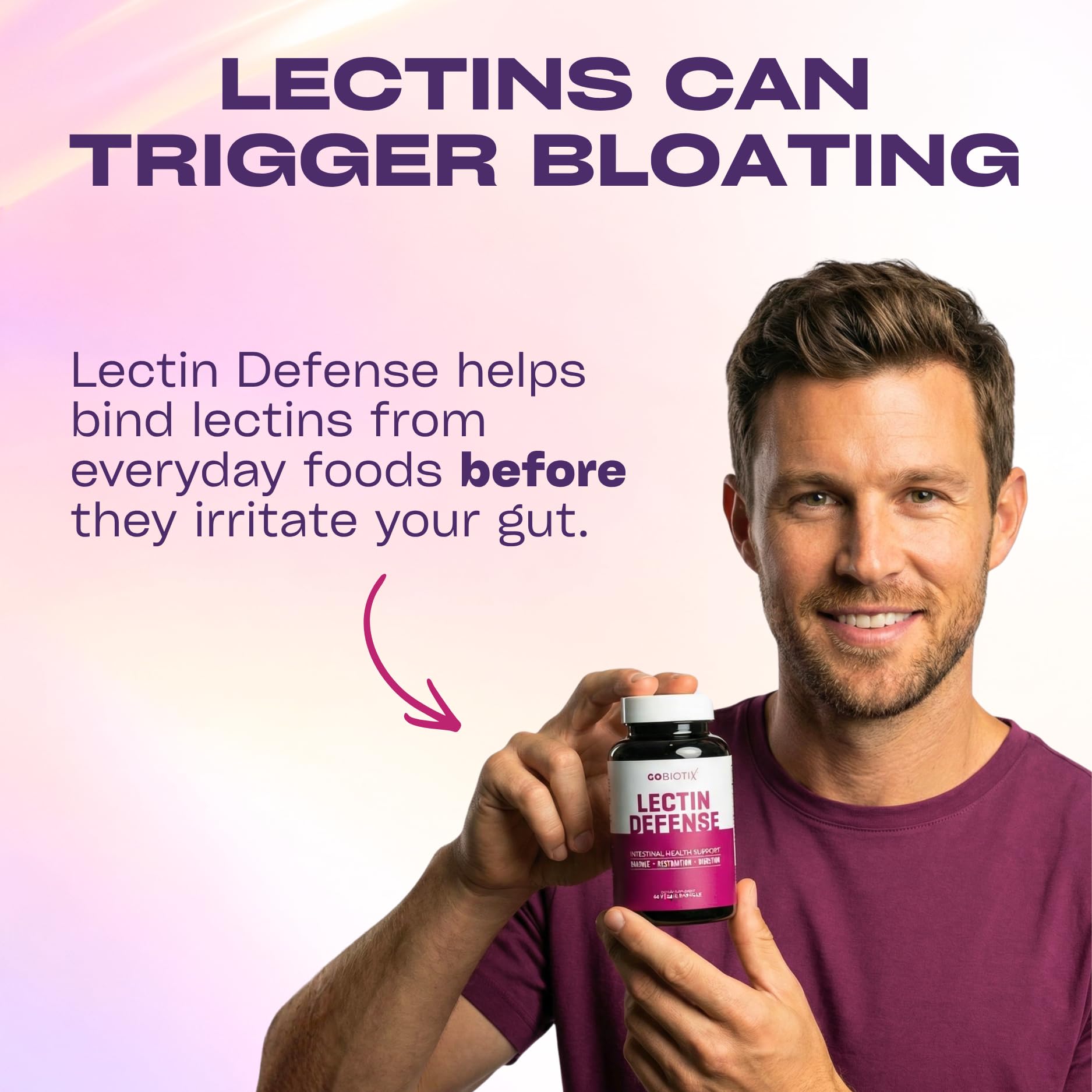 GOBIOTIX Lectin Defense - Lectin Blocker Supplement for Leaky Gut with MSM and Digestive Enzymes - Aids in Intestinal Health for Women and Men - Non-GMO + Gluten Free - 60 Capsules (2) — Amazon image 4