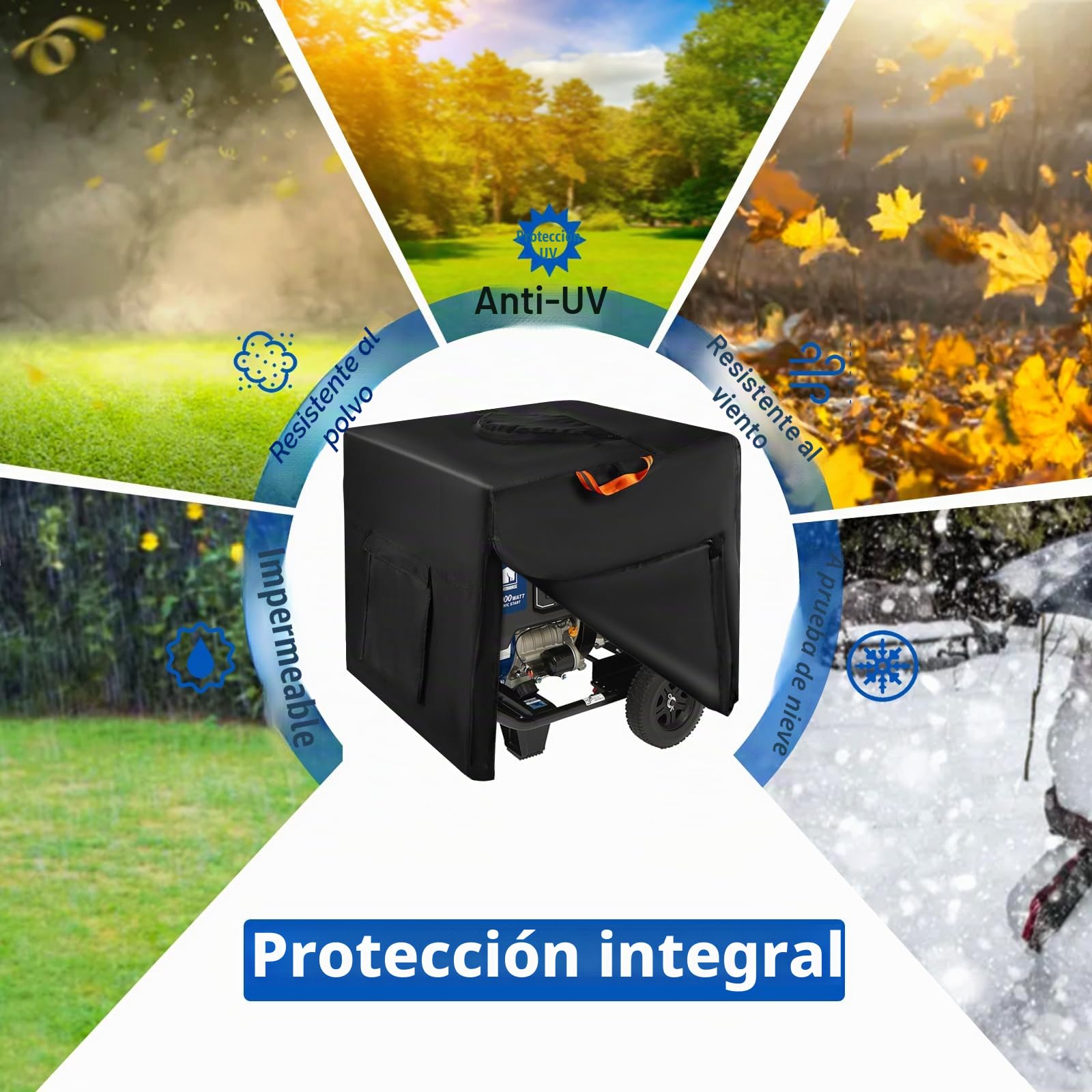 Cubierta para Generador de Exteriores con Cremallera Impermeable, 800D Oxford Fundas de Protección de Generador Universales con Asas Reflectantes, Gran Bolsillo de Almacenamiento (81 x 62 x 60 cm)