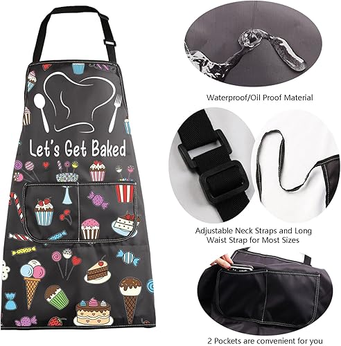 Miniatura 5 de MBMSO Delantal para hornear, regalos divertidos para panaderos, amantes de la cocina, delantal de cocina I Bake People Happy Delantal para hornear