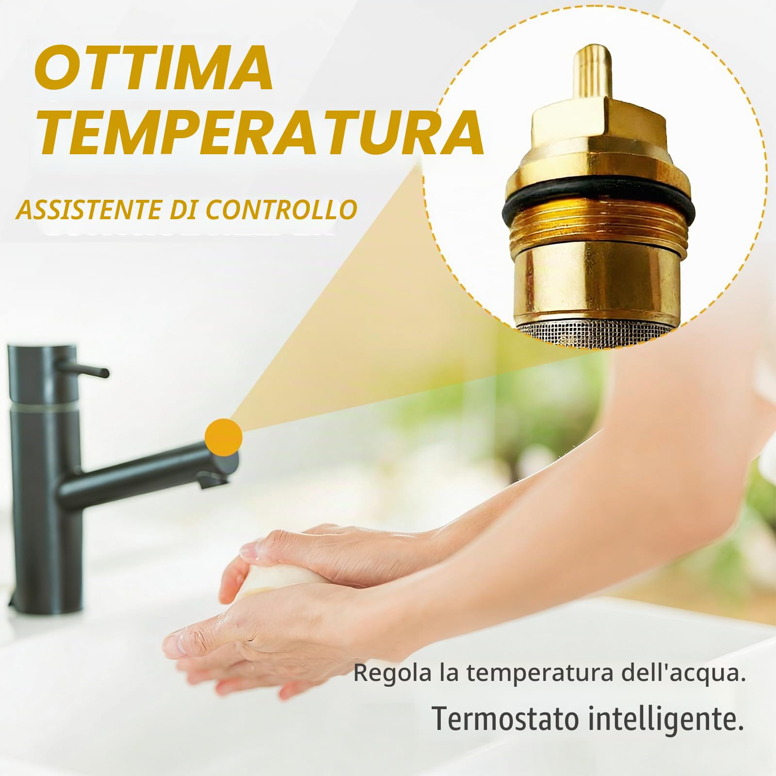 Cartuccia Termostatica 94282000 Per Hansgrohe, Unità Di Regolazione Della Temperatura Per Miscelatore Termostatico Doccia, Nucleo Valvola Termostato In Ottone, Ricambio Compatibile