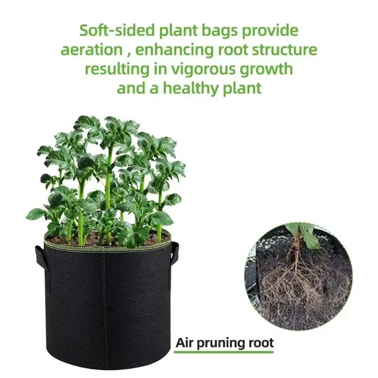Stofftopf 5er-Pack 3–10 Gallonen Filz-Wachstumsbeutel | For Kartoffelgemüse(4 Gallon 29 X 26 CM)