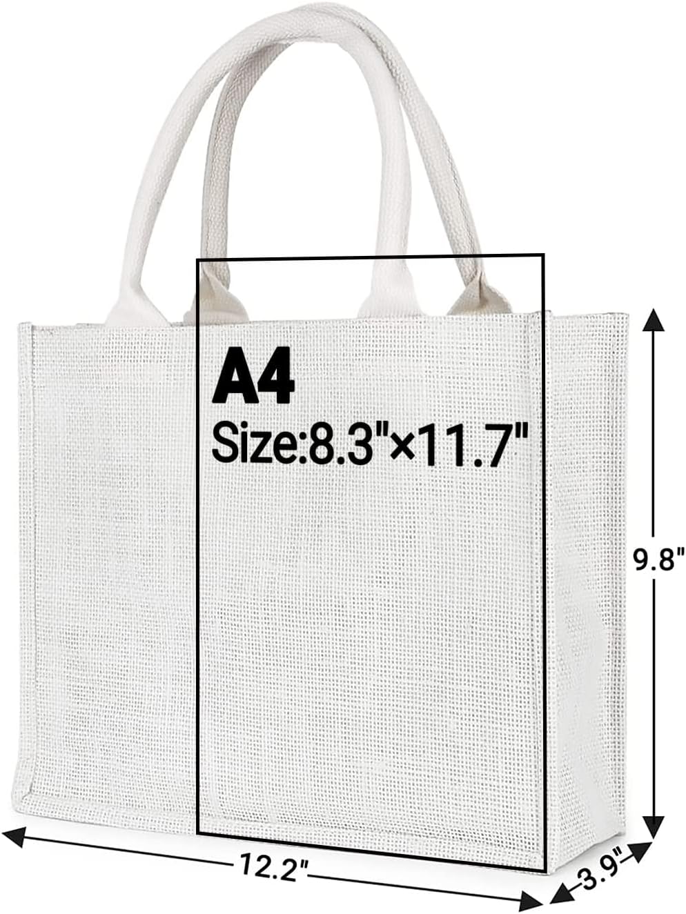 Segarty Tote Bags, 3 Pack Small White Burlap Jute Reusable Canvas Gift Favors Bag with Handles Blank Tote Bulk for Bridesmaid Wedding, Women Market Grocery Shopping, Bachelorette Party, Beach Trip - Image 4