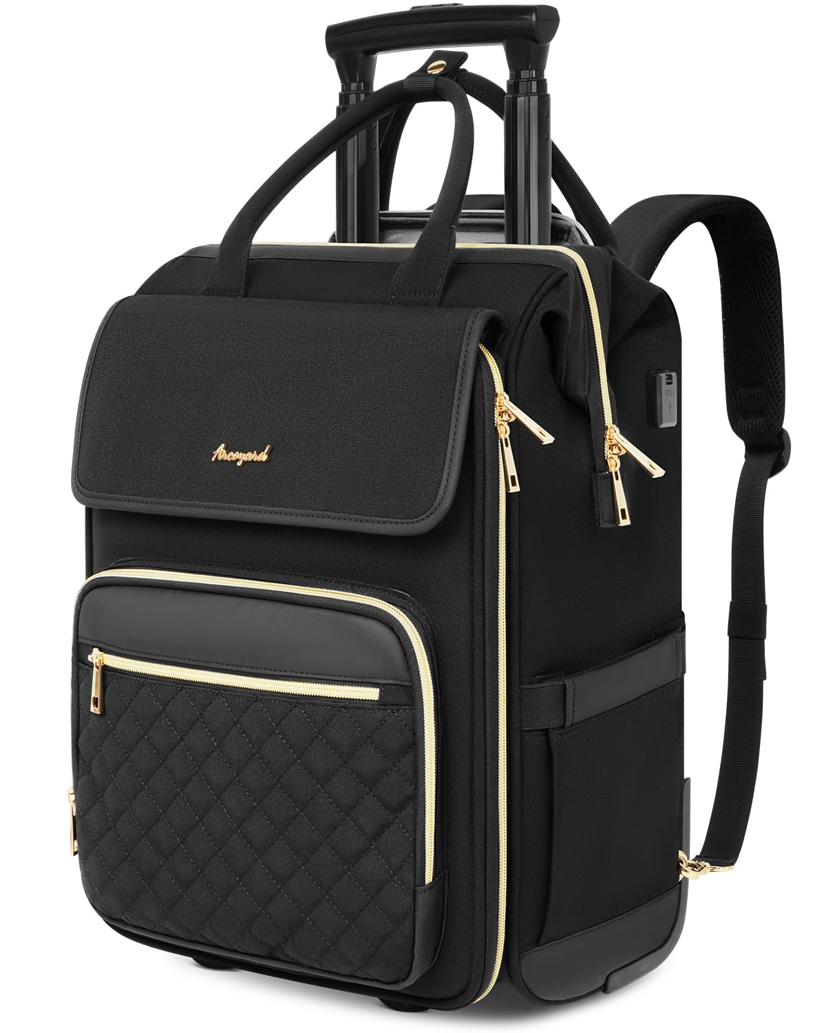Arcoyard Rolling Backpack for Women, Travel Rolling Laptop Backpack with Wheels