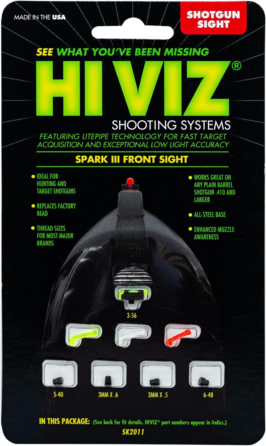 HIVIZ Spark III Shotgun Front Rifle Sight Replacement,Green, Red, and White : Bead Sight : Sports & Outdoors