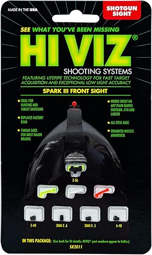 Miniatura 2 de HIVIZ Spark III - Repuesto de mira delantera para rifle de escopeta, verde, rojo y blanco