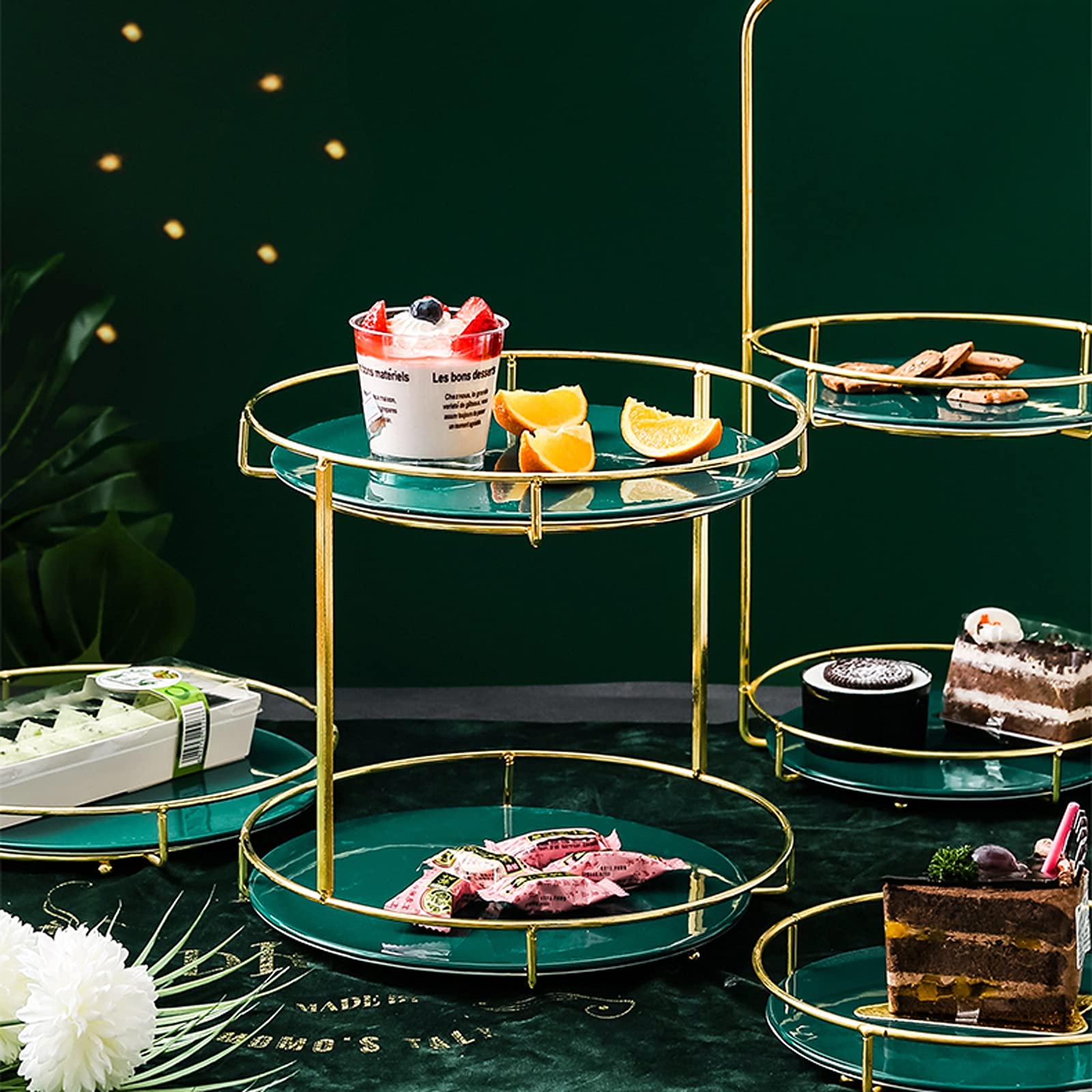 Amazon.com | Cake Stand Two-tier Cake Stand Green Ceramic Dessert